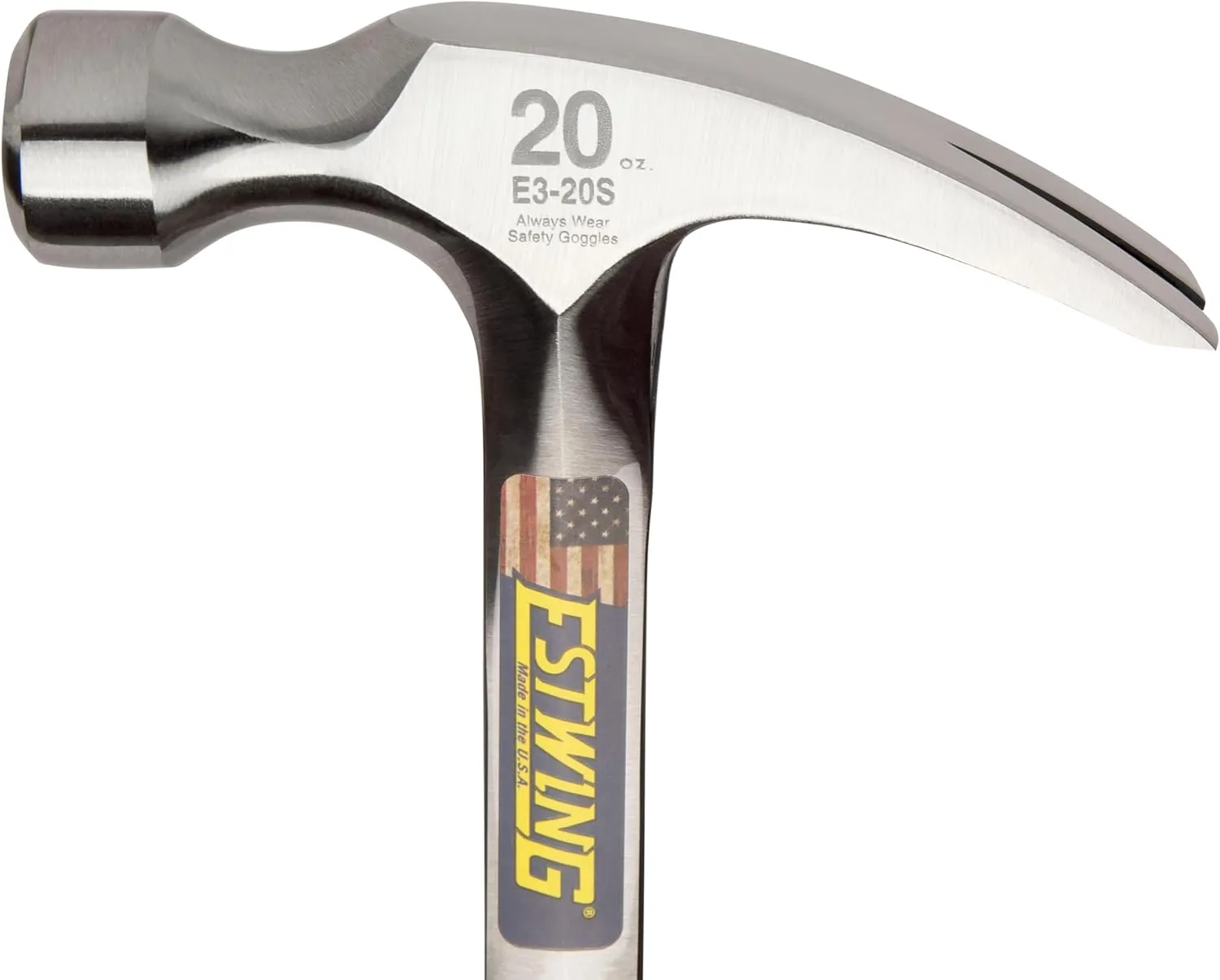 ESTWING Hammer - 20 oz Straight Rip Claw with Smooth Face & Shock Reduction Grip - E3-20S