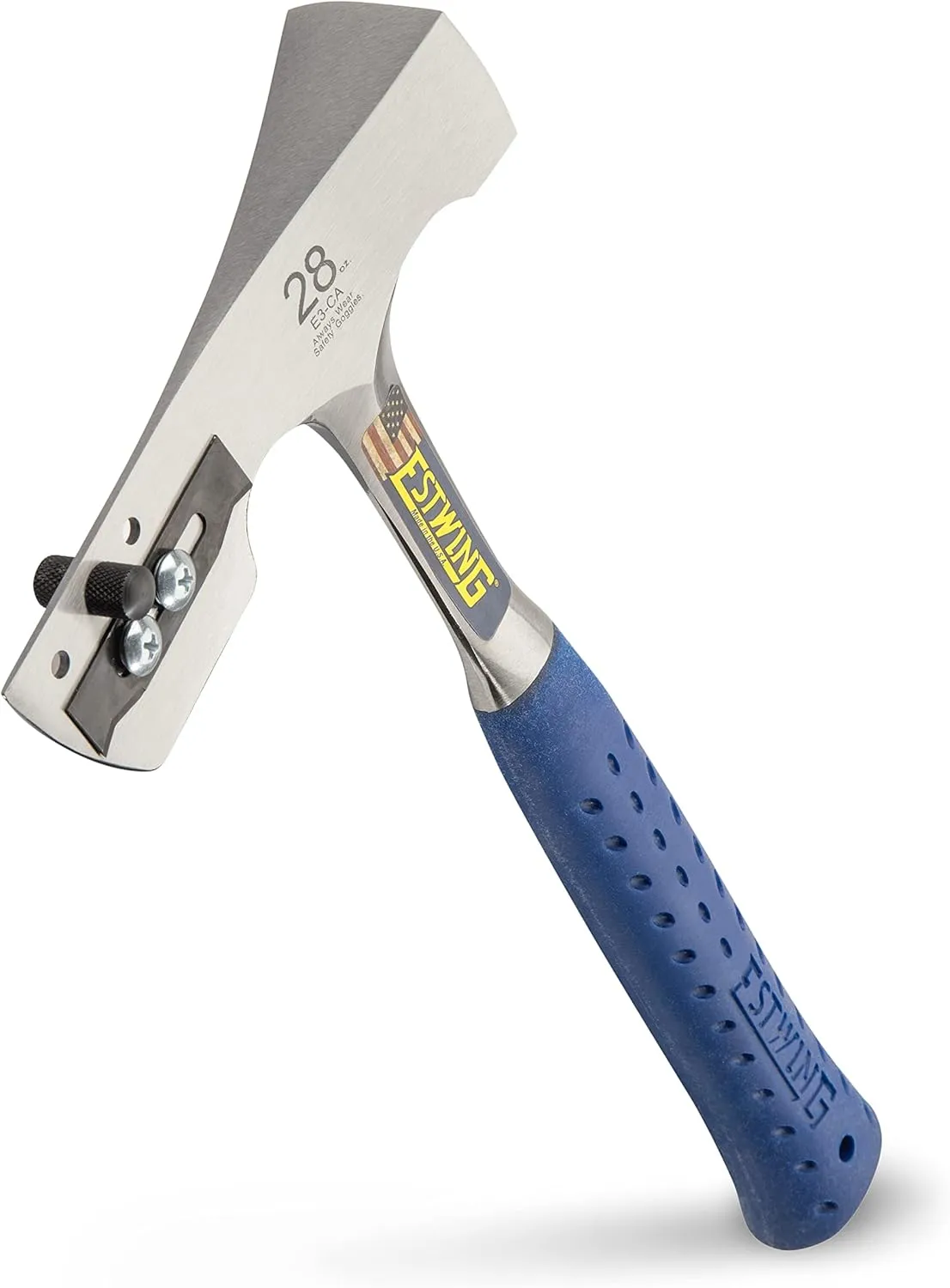 ESTWING Shingler's Hammer - 28 oz Roofer's Tool with Milled Face & Shock Reduction Grip - E3-CA, Silver