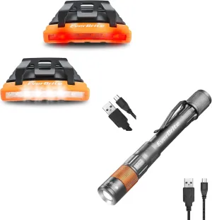 EverBrite 2 Pack Rechargeable Hat Light   Rechargeable Pen Light, 4 Lighting Modes, Zoomable