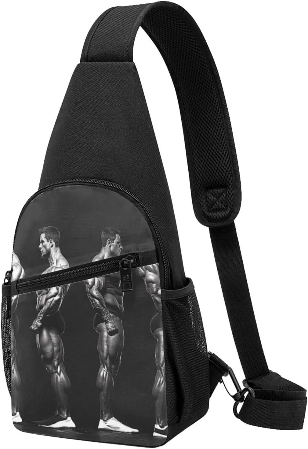 Evolution Bodybuilding Printed Chest Bag Shoulder Bag for Men Women Hiking Travel Bag, Black, One Size, Black, One Size