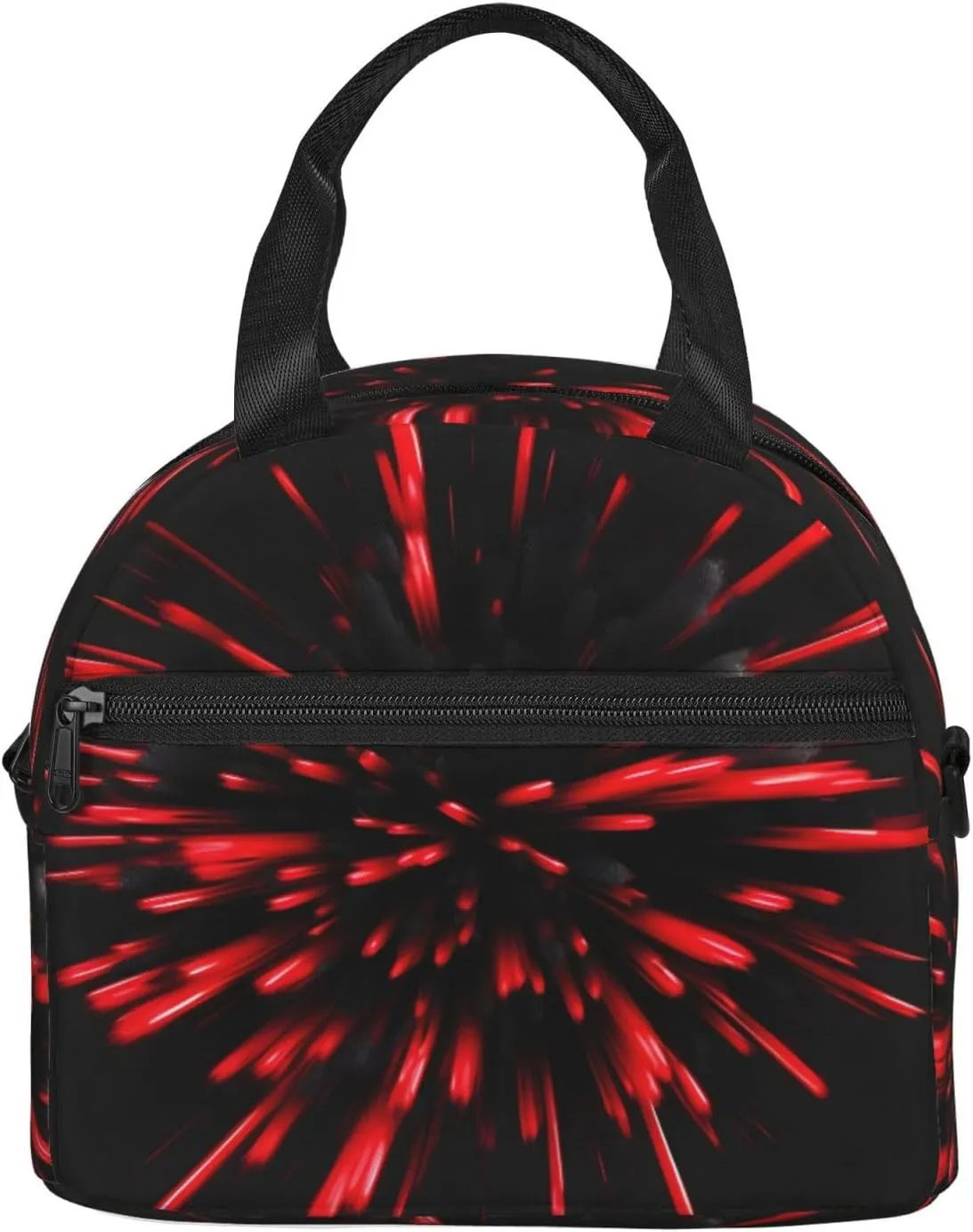 Explosion Burst Red And Black Insulated Lunch Bag Lunch Box For Women Men Reusable Tote For Office Gym Outings