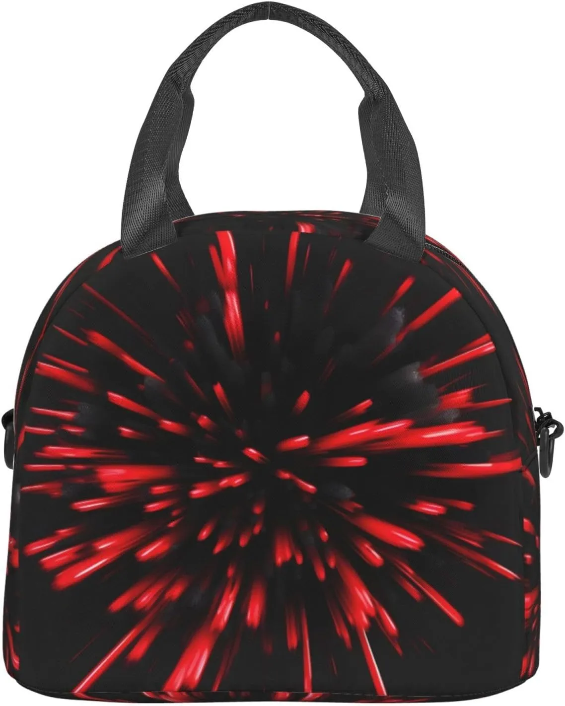 Explosion Burst Red And Black Insulated Lunch Bag Lunch Box For Women Men Reusable Tote For Office Gym Outings
