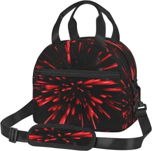 Explosion Burst Red And Black Insulated Lunch Bag Lunch Box For Women Men Reusable Tote For Office Gym Outings