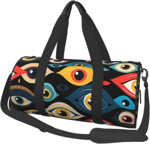 eyes Printed Travel Bag,Round Personal Item Storage bag,Foldie Duffel Bag for Traveling Vacation,Fitness,Sports