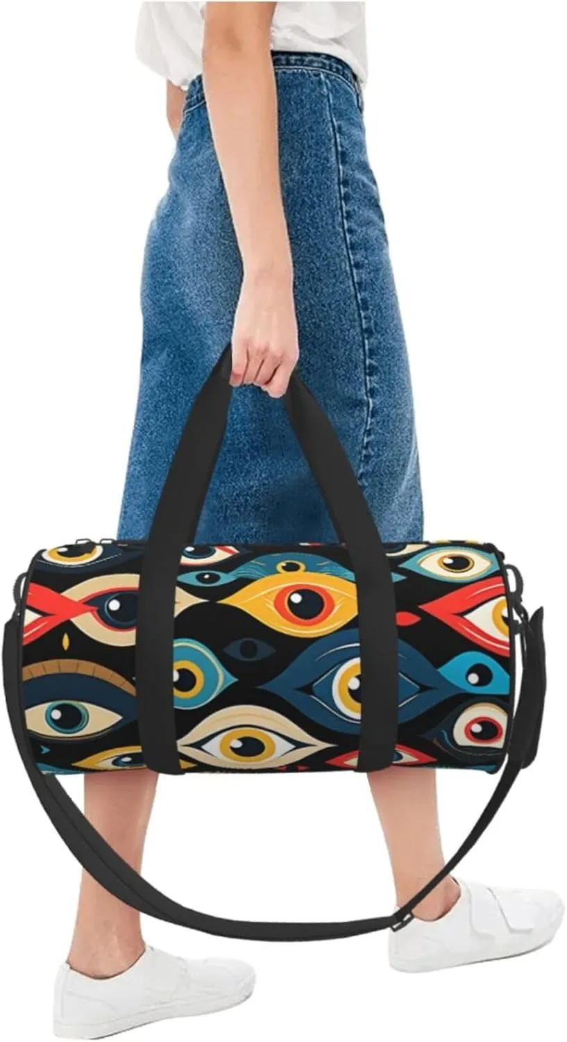 eyes Printed Travel Bag,Round Personal Item Storage bag,Foldie Duffel Bag for Traveling Vacation,Fitness,Sports