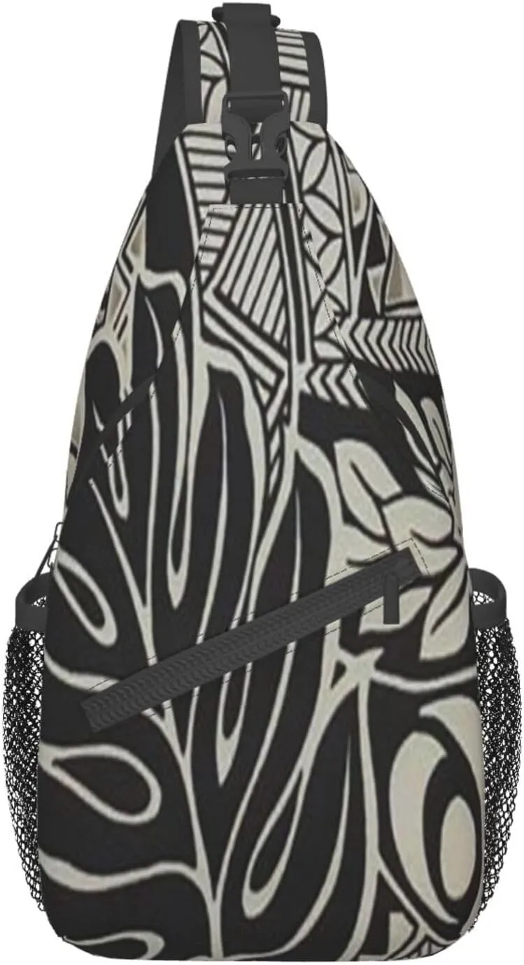 Fabric Polynesian Tattoo Sling Backpack Travel Crossbody Casual Chest Shoulder Bag Fashion Fanny Pack