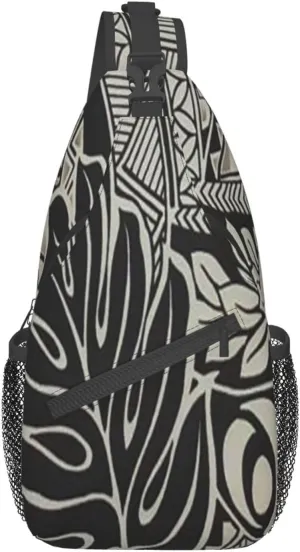 Fabric Polynesian Tattoo Sling Backpack Travel Crossbody Casual Chest Shoulder Bag Fashion Fanny Pack