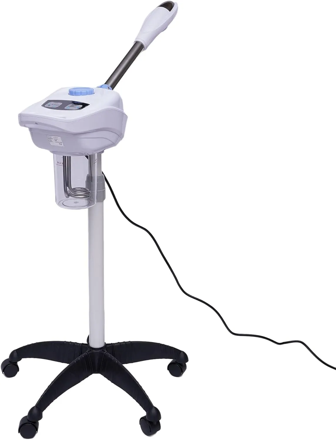 Facial Steamer, 750W Ozone Face Humidifier, 0.39-0.51" Stand Adjustable Salon Professional Beauty Sprayer w/Wheels, 3-5min Fogging SPA Warm Mist Face Steamer w/ 360° Rotating Nozzle for Home, White