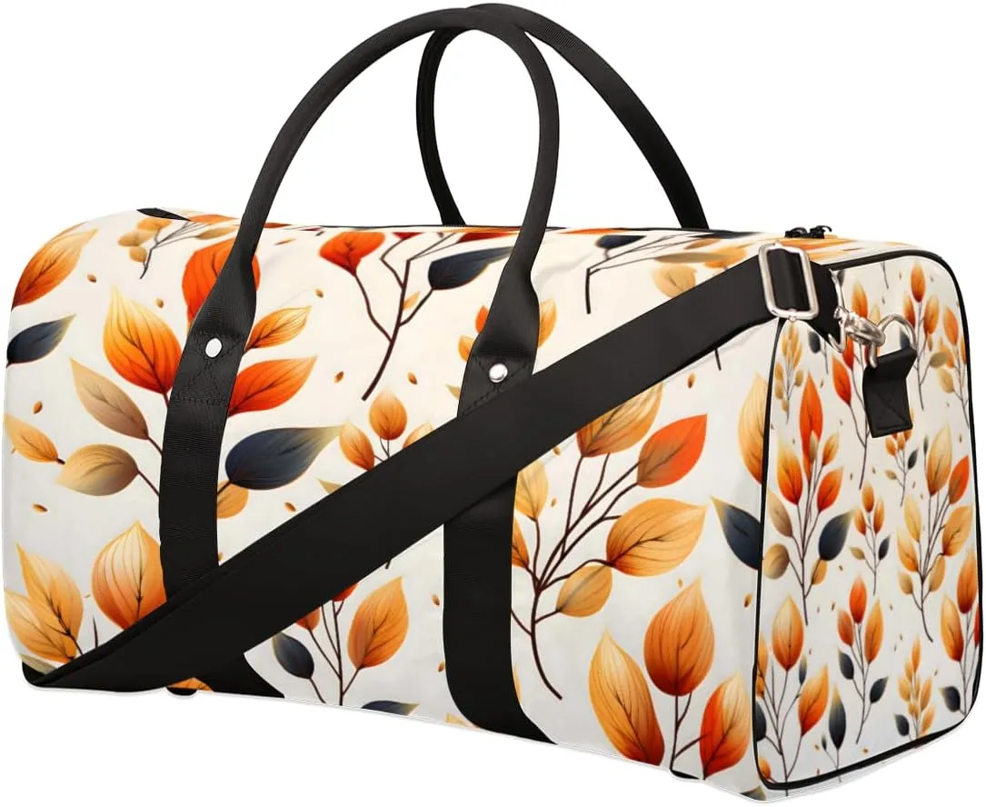 Fall Leaves Travel Duffle Bag for Women Men Gym Duffel Foldable Bag Waterproof Weekender Autumn Leaf Duffle Tote