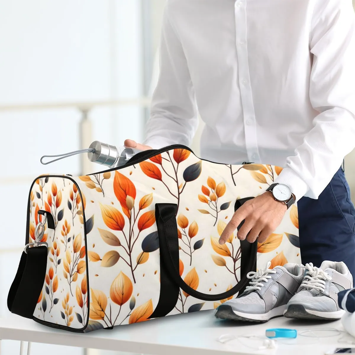 Fall Leaves Travel Duffle Bag for Women Men Gym Duffel Foldable Bag Waterproof Weekender Autumn Leaf Duffle Tote