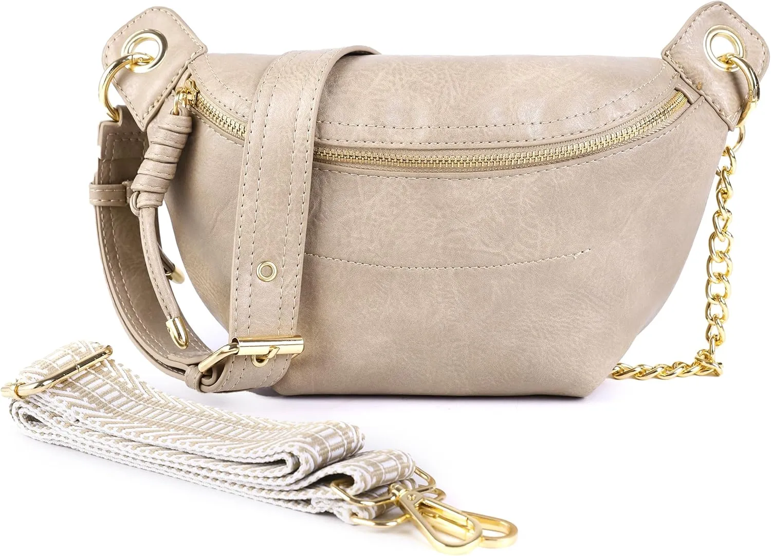 Fanny Packs for Women Cross Body Leather Belt Bag Sling Bag for Women Crossbody Purse Fashion waist packs with Two Strap