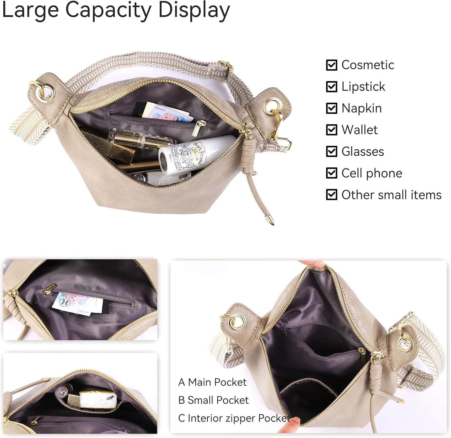 Fanny Packs for Women Cross Body Leather Belt Bag Sling Bag for Women Crossbody Purse Fashion waist packs with Two Strap