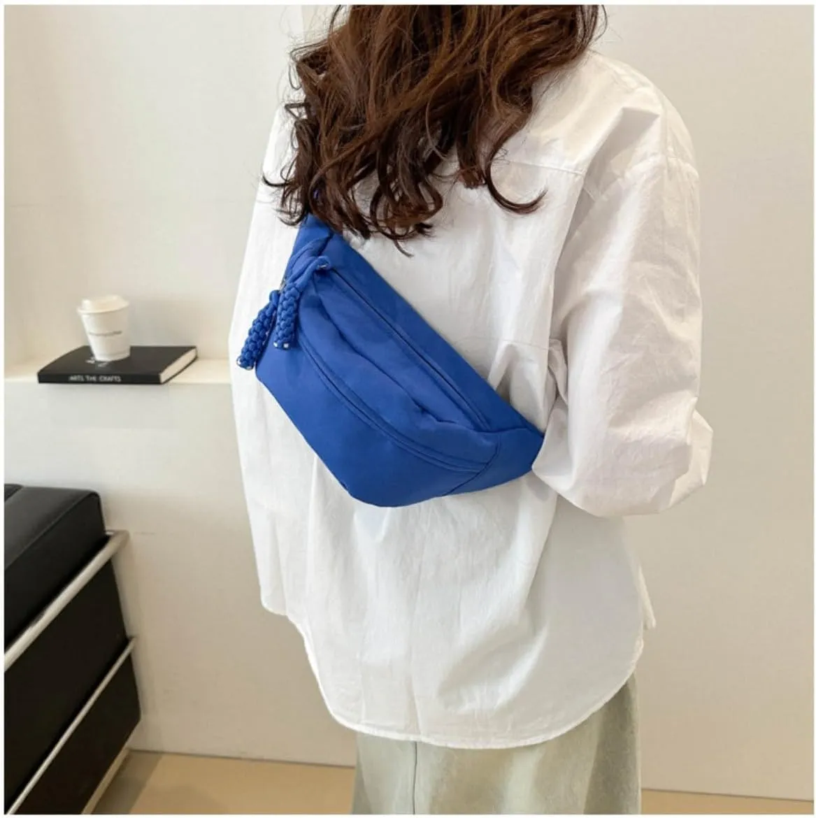 Fanny Packs for Women Men, Fashionable Waist Bags Waterproof Small Crossbody Belt Bag Bum Bag with Adjustable Strap for Outdoor Running, Hiking, Walking and Travel Black (Blue)