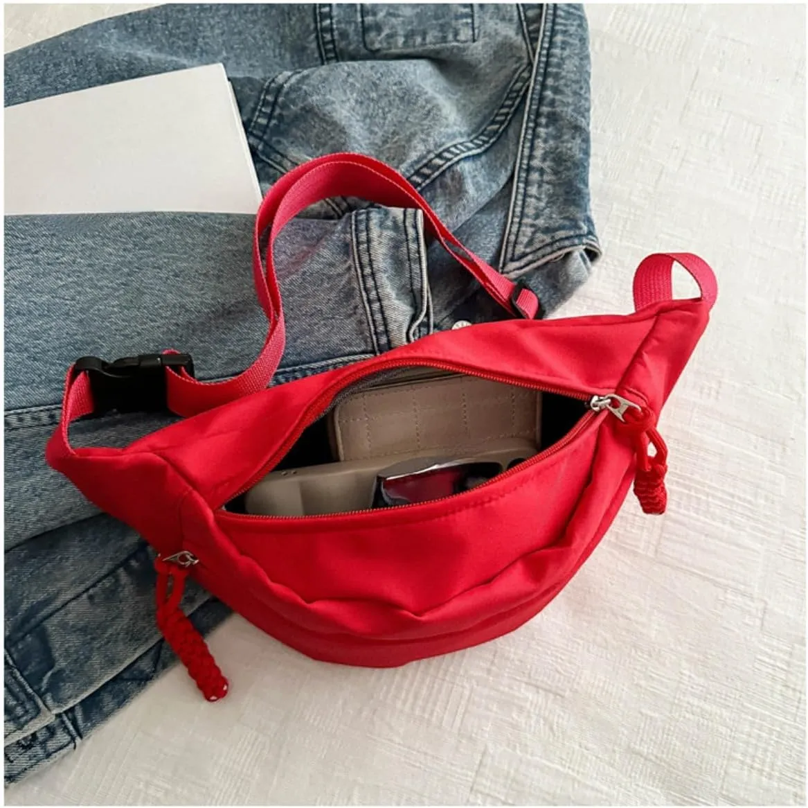 Fanny Packs for Women Men, Fashionable Waist Bags Waterproof Small Crossbody Belt Bag Bum Bag with Adjustable Strap for Outdoor Running, Hiking, Walking and Travel Black (Blue)