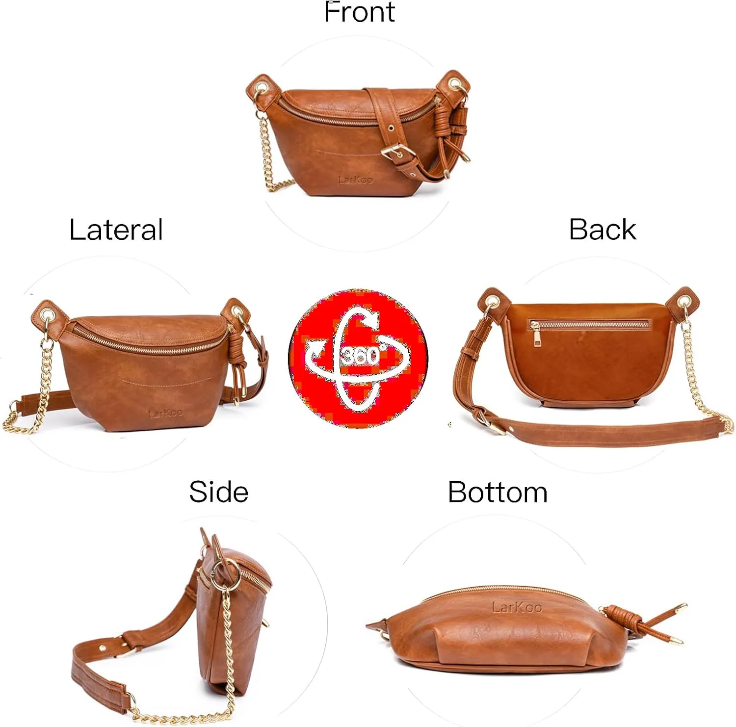 Fanny Packs for Women Vegan Leather Crossbody Bags for Girl Tassel Chest Purses Small Sling Bag with Adjustable Guitar Strap&Chain Belt (Red)