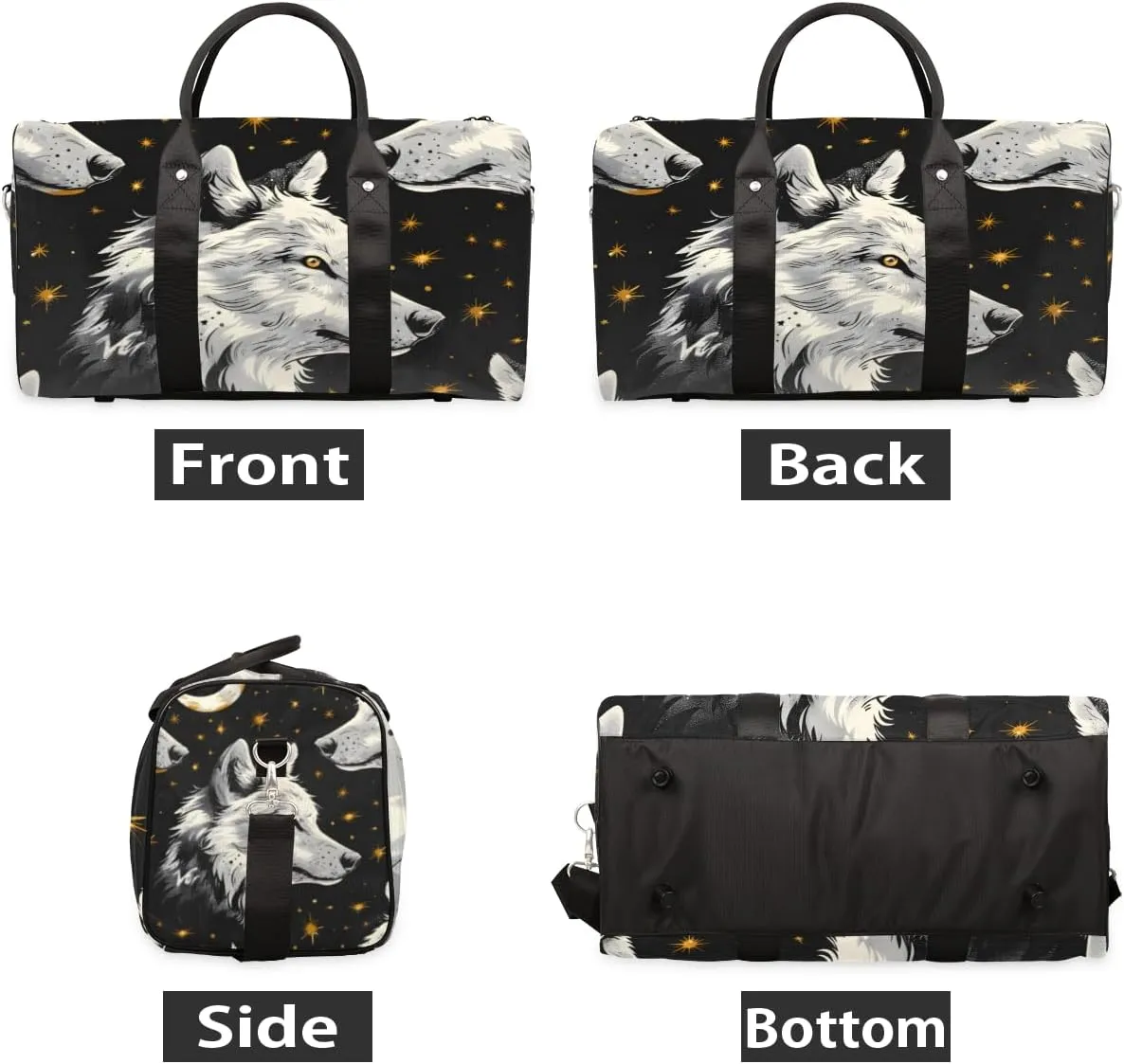 Fantasy Wolves Travel Duffle Bag for Women Men Gym Duffel Foldable Bag Waterproof Weekender Night Forest Duffle Tote