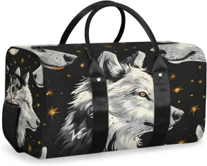 Fantasy Wolves Travel Duffle Bag for Women Men Gym Duffel Foldable Bag Waterproof Weekender Night Forest Duffle Tote