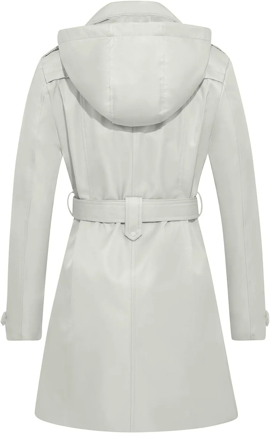 FARVALUE Women's Waterproof Trench Coat Double Breasted Windbreaker Classic Belted Lapel Overcoat with Removable Hood