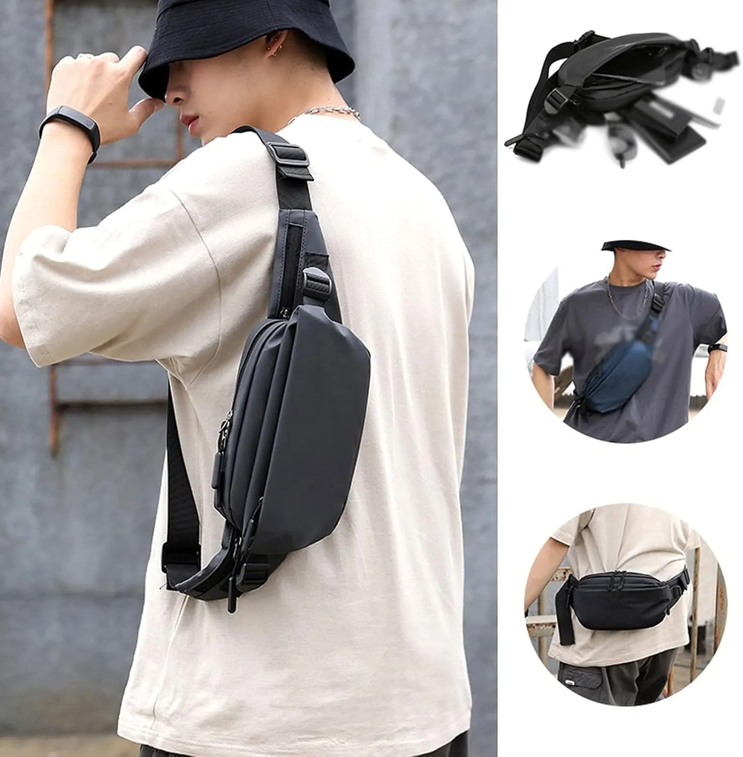 Fashion Waist Packs Men's Waist Bag Fashion Chest Pack Outdoor Sports Belt Bag for Waterproof Men Waist Bags Fanny Pack(Dark Gray)
