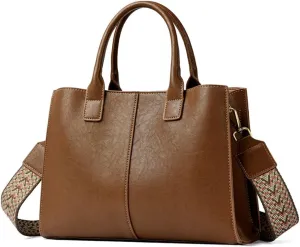 Fashion Women’s Top Handle Crossbody Bag - Stylish Beige Tote Satchel Shoulder Purse