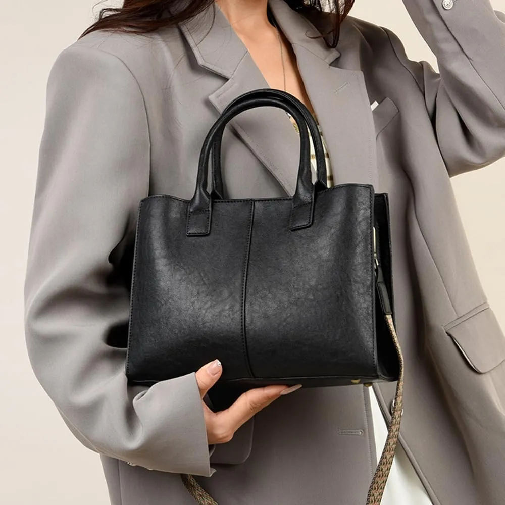 Fashion Women’s Top Handle Crossbody Bag - Stylish Beige Tote Satchel Shoulder Purse