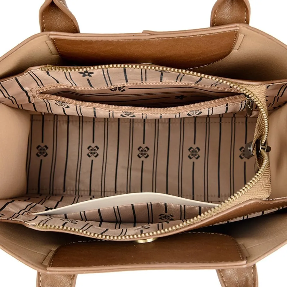 Fashion Women’s Top Handle Crossbody Bag - Stylish Beige Tote Satchel Shoulder Purse