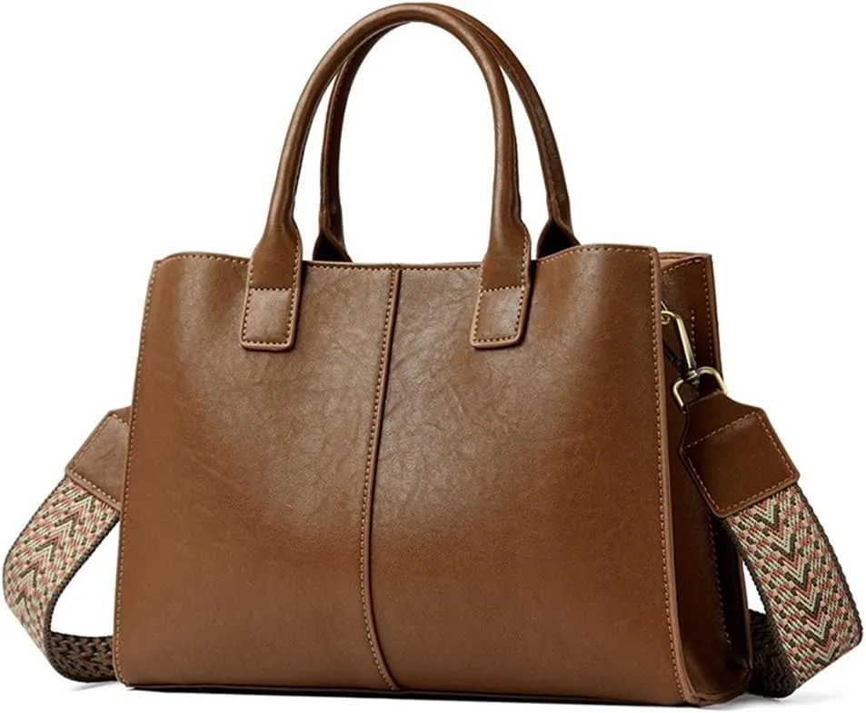 Fashion Women’s Top Handle Crossbody Bag - Stylish Beige Tote Satchel Shoulder Purse