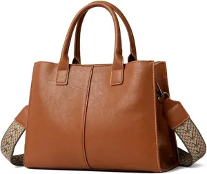 Fashion Women’s Top Handle Crossbody Bag - Stylish Beige Tote Satchel Shoulder Purse