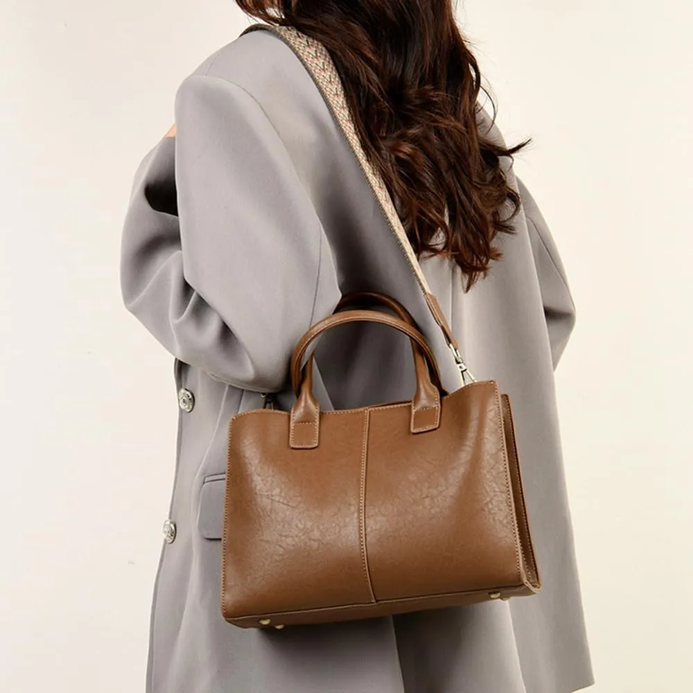 Fashion Women’s Top Handle Crossbody Bag - Stylish Beige Tote Satchel Shoulder Purse