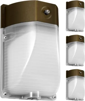 Feit Electric 40W LED Outdoor Wall Pack Lights with Photocell, Dusk to Dawn, Wall Mounted Security Light, 120V, 80 CRI, 3700 Lumens, 5000k Daylight, Bronze, 4 Pack, S8WPK/850/DD/BZ/4