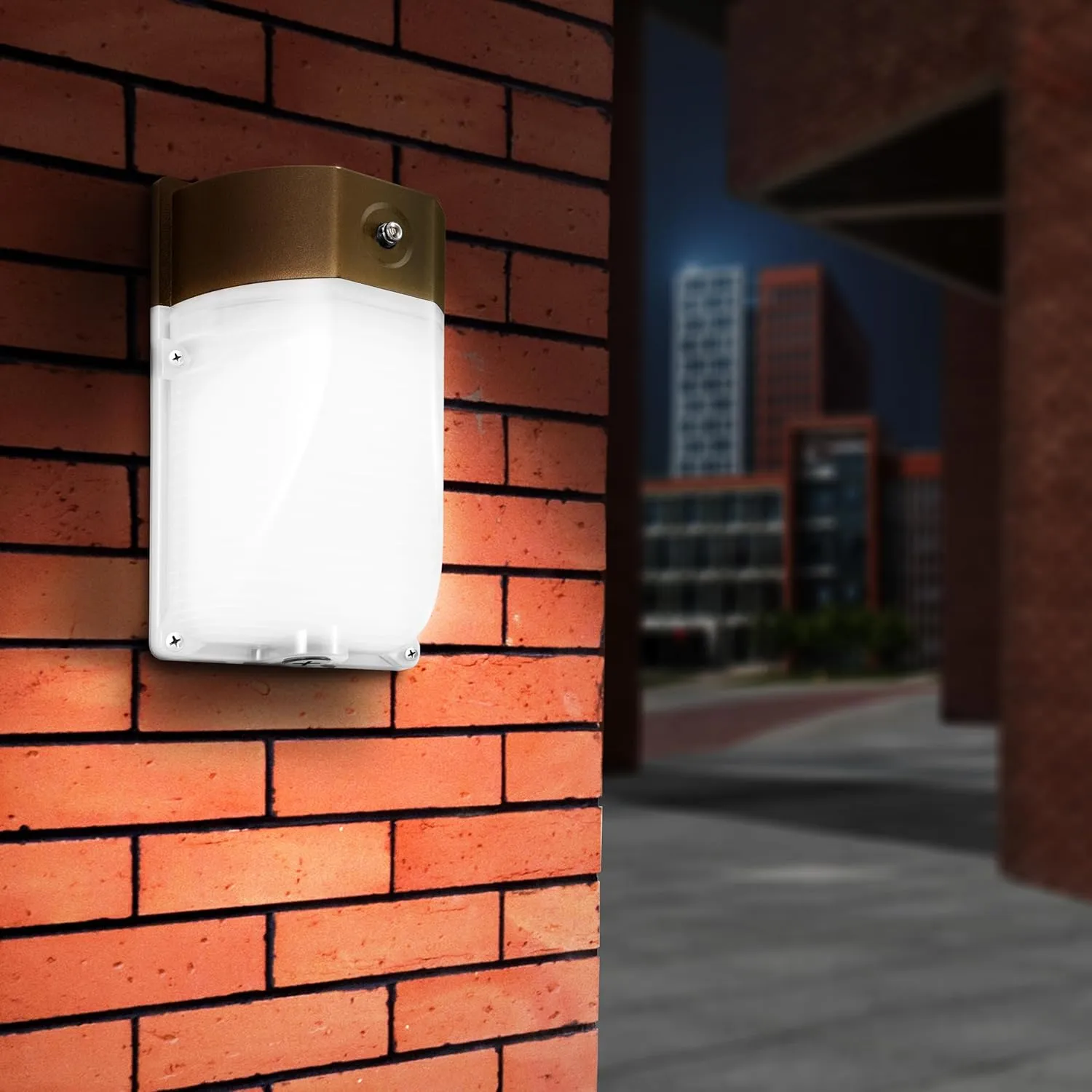 Feit Electric 40W LED Outdoor Wall Pack Lights with Photocell, Dusk to Dawn, Wall Mounted Security Light, 120V, 80 CRI, 3700 Lumens, 5000k Daylight, Bronze, 4 Pack, S8WPK/850/DD/BZ/4