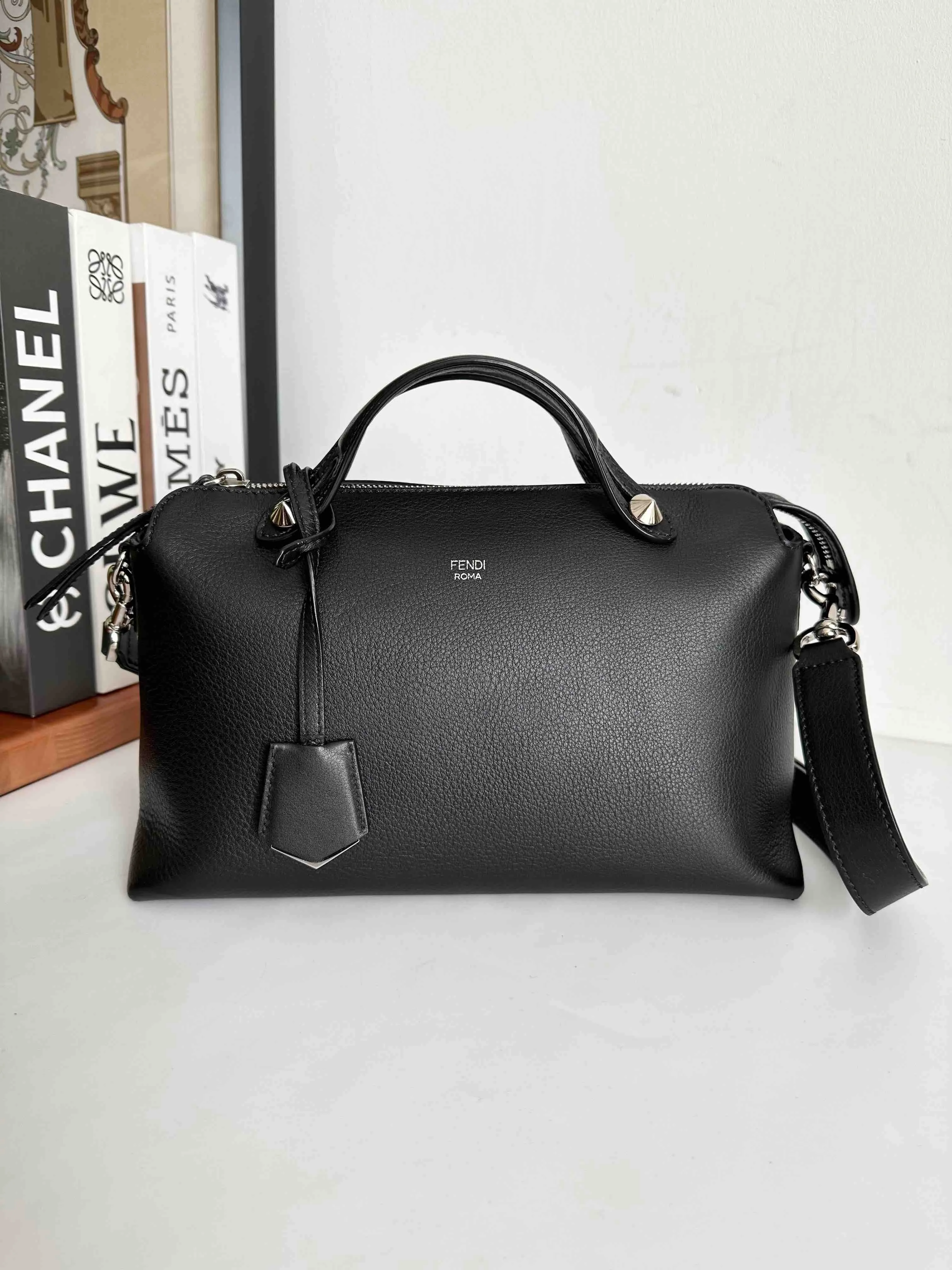 Fendi By The Way Black Satchel Bag with Strap #8E