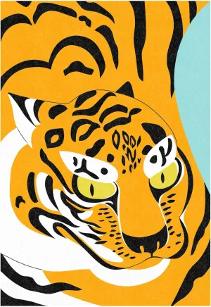 Fierce Gaze – Art Print | Bold Graphic Tiger Poster | Japanese-Inspired Animal Wall Decor | Modern Statement Piece for Home or Studio (9 x 12)