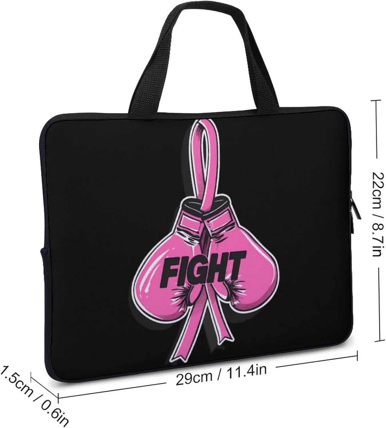 Fight Breast Cancer Awareness Fighter Laptop Sleeve Portable Waterproof Computer Bag Pouch Handbag Protective Sleeve