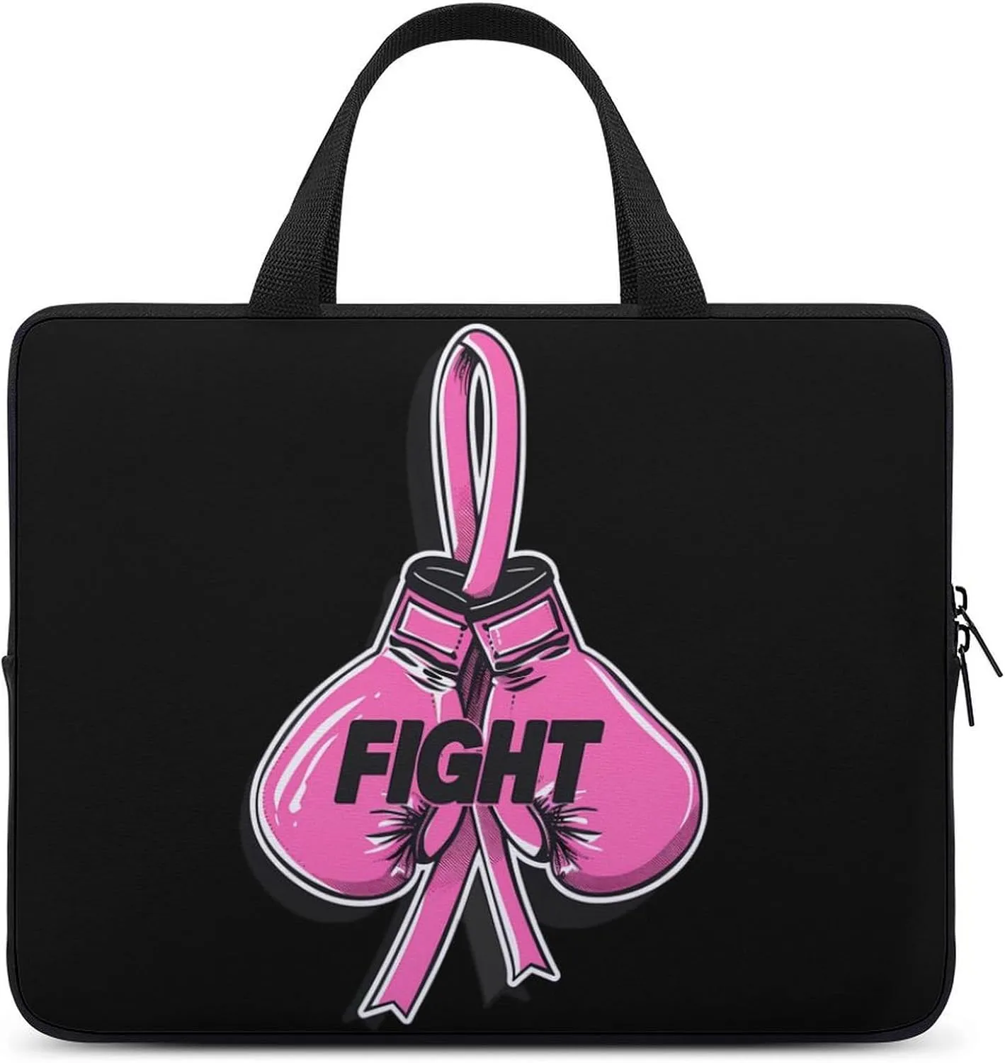 Fight Breast Cancer Awareness Fighter Laptop Sleeve Portable Waterproof Computer Bag Pouch Handbag Protective Sleeve