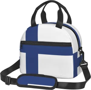 Finnish Flag Insulated Lunch Bag Lunch Box For Women Men Reusable Tote For Office Gym Outings