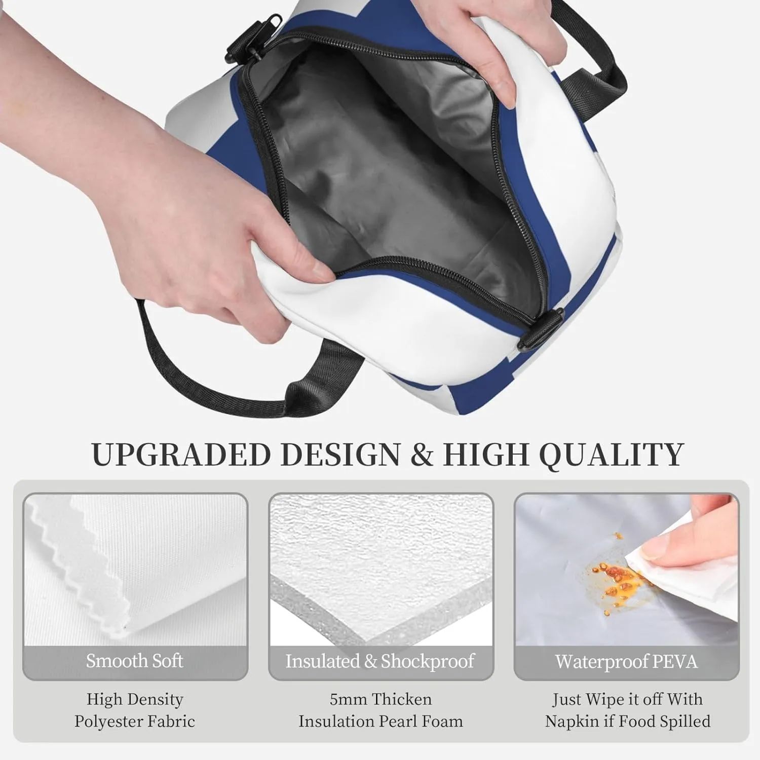 Finnish Flag Insulated Lunch Bag Lunch Box For Women Men Reusable Tote For Office Gym Outings