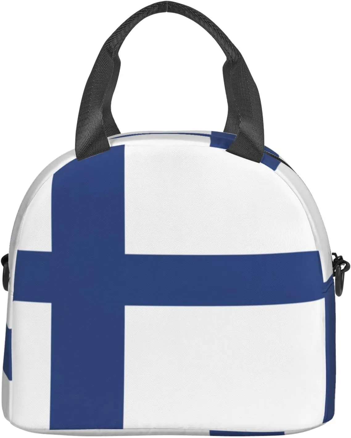 Finnish Flag Insulated Lunch Bag Lunch Box For Women Men Reusable Tote For Office Gym Outings