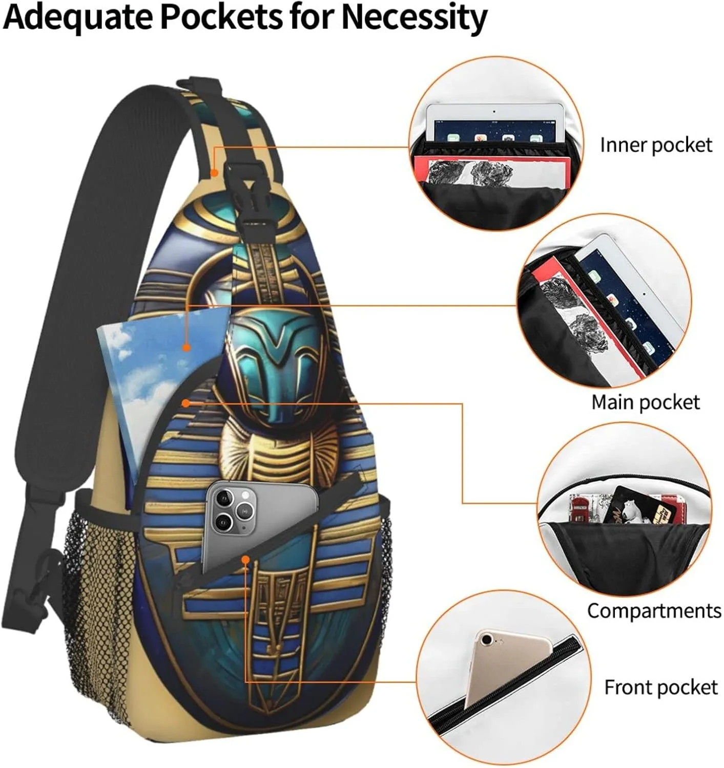 Fishing Lure Style Print Crossbody Sling Backpack For Women Men,Sling Bag Travel Hiking Chest Bag Daypack