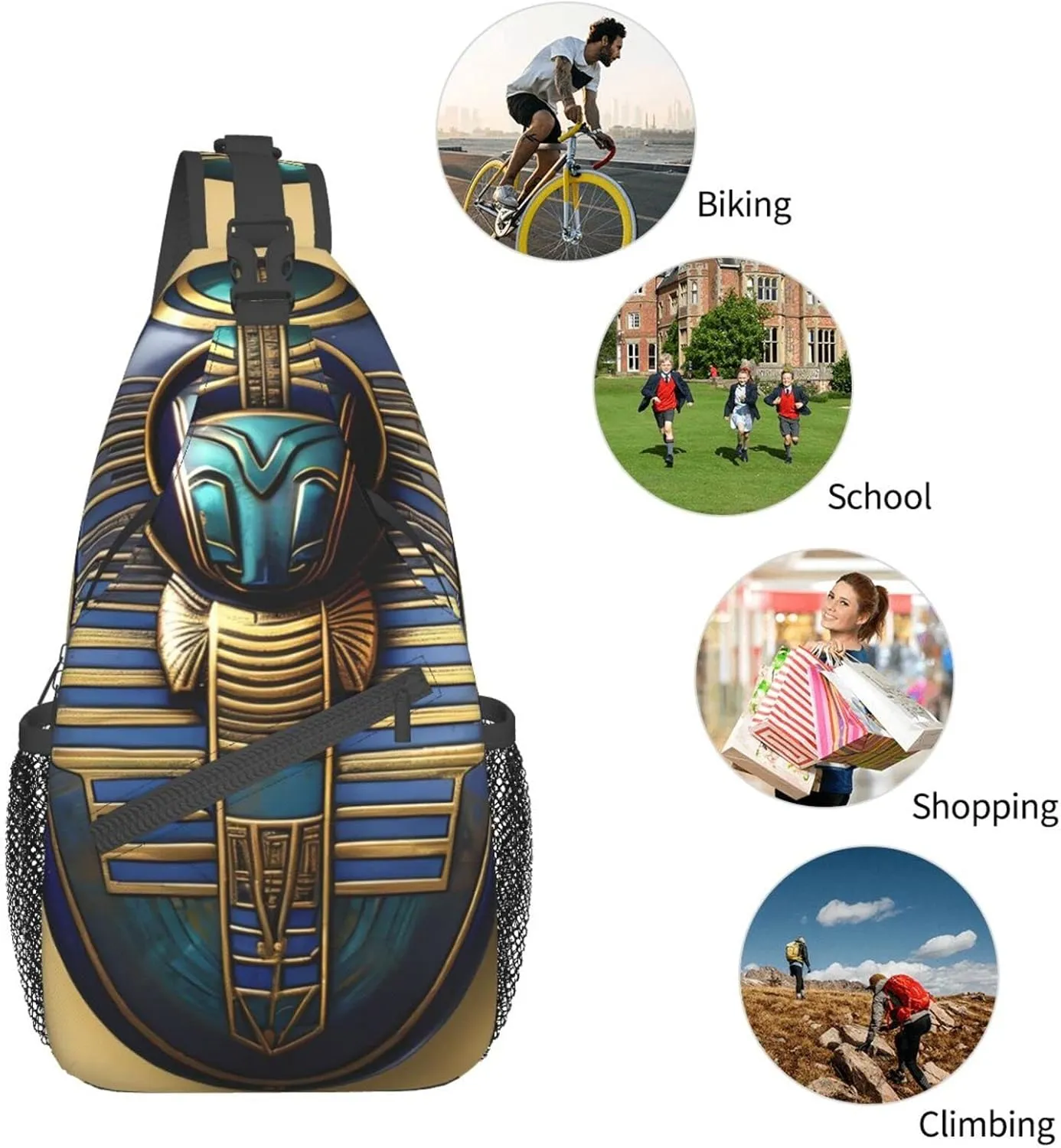 Fishing Lure Style Print Crossbody Sling Backpack For Women Men,Sling Bag Travel Hiking Chest Bag Daypack