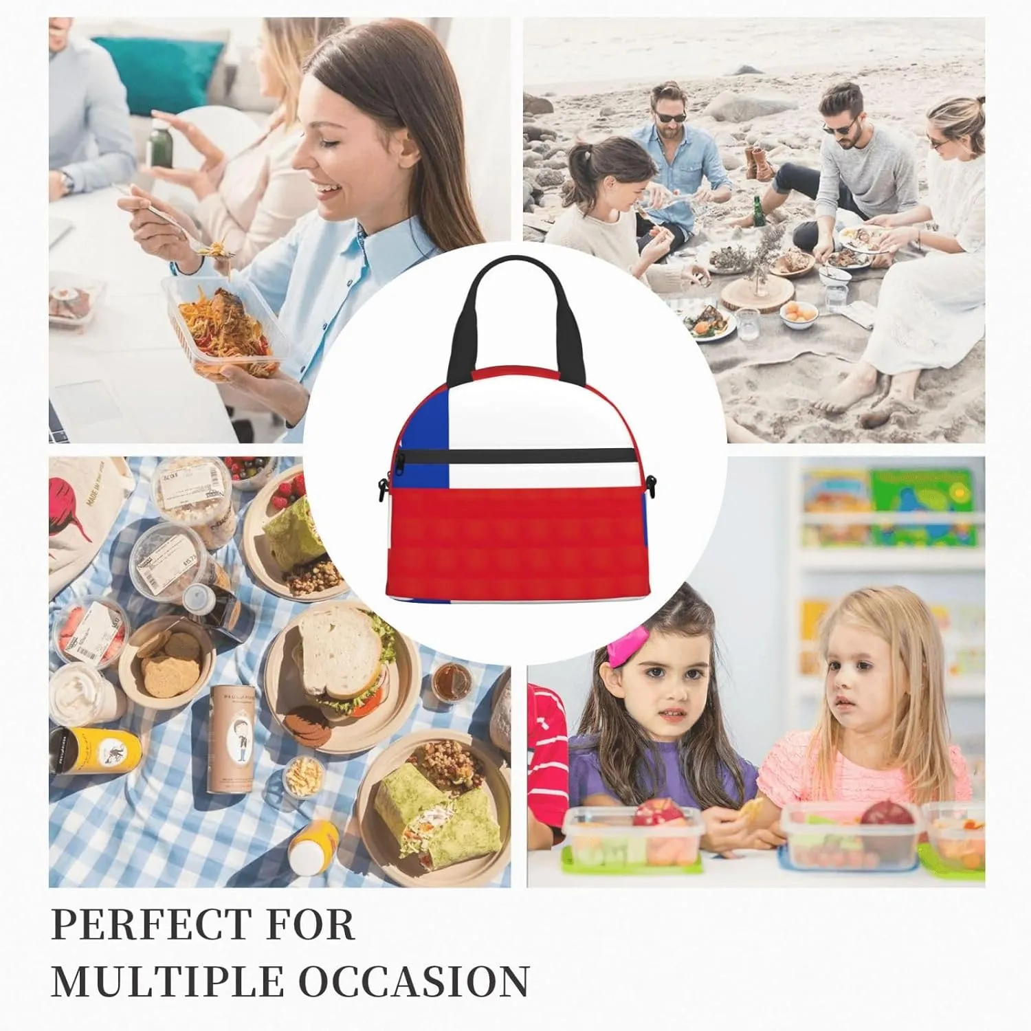 Flag Of Chile Insulated Lunch Bag Lunch Box For Women Men Reusable Tote For Office Gym Outings