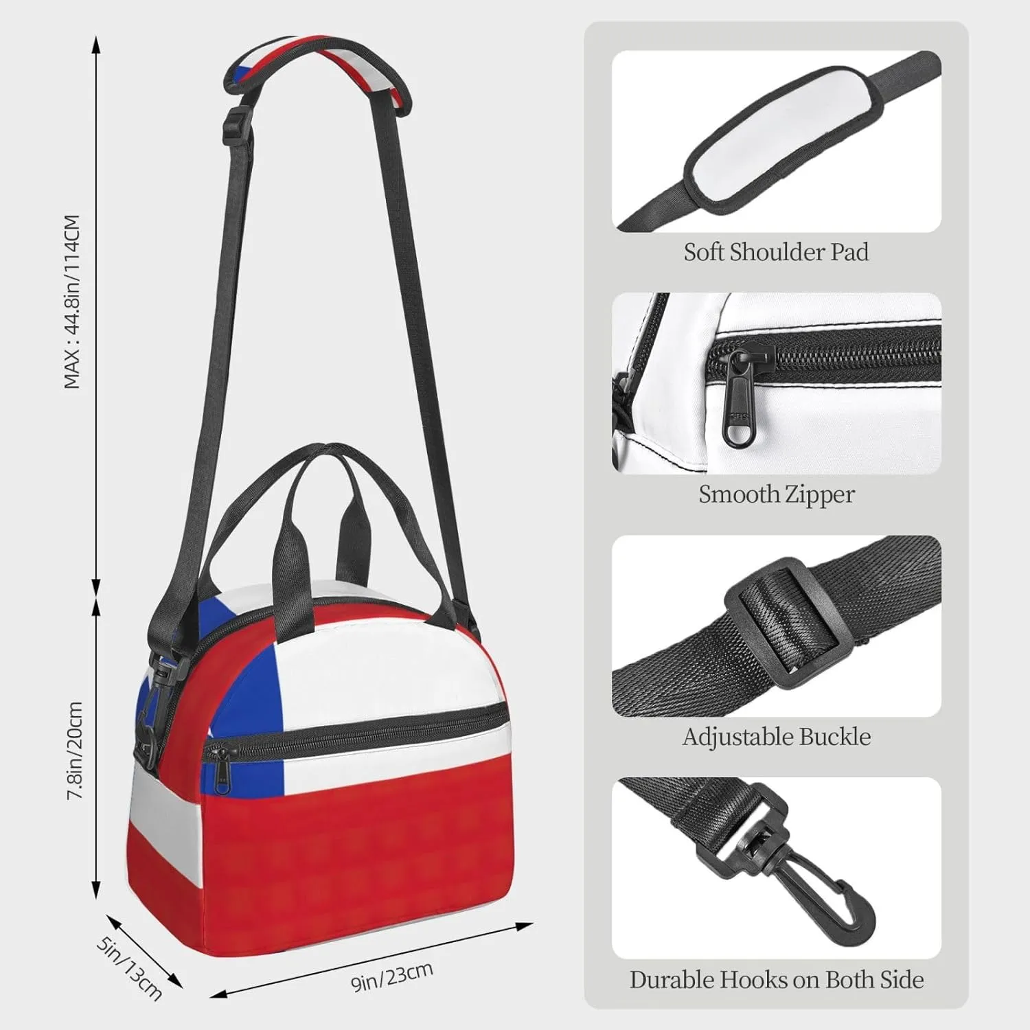 Flag Of Chile Insulated Lunch Bag Lunch Box For Women Men Reusable Tote For Office Gym Outings