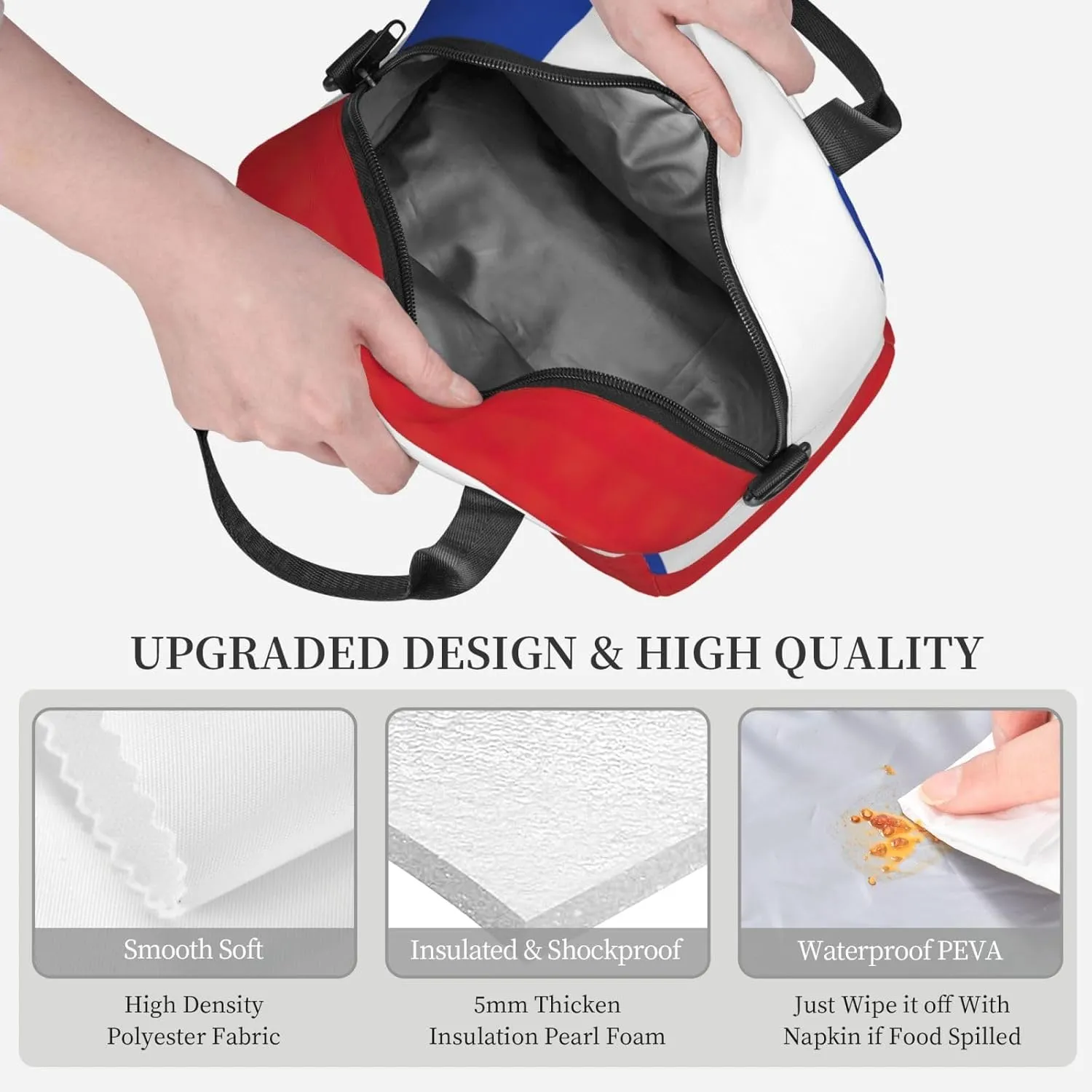 Flag Of Chile Insulated Lunch Bag Lunch Box For Women Men Reusable Tote For Office Gym Outings