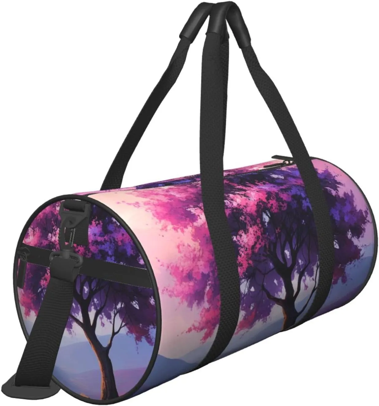Floral Tree Printed Travel Bag,Round Personal Item Storage bag,Foldie Duffel Bag for Traveling Vacation,Fitness,Sports