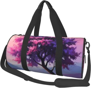 Floral Tree Printed Travel Bag,Round Personal Item Storage bag,Foldie Duffel Bag for Traveling Vacation,Fitness,Sports