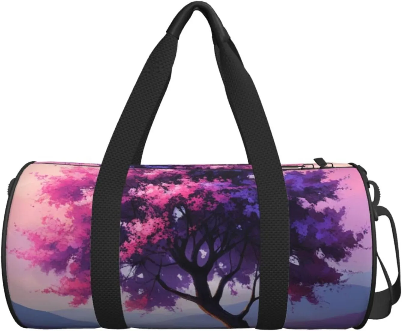 Floral Tree Printed Travel Bag,Round Personal Item Storage bag,Foldie Duffel Bag for Traveling Vacation,Fitness,Sports