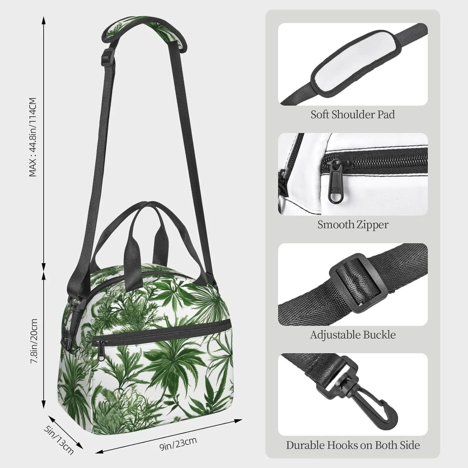 Flowering Herbs And Herbaceous Plants Insulated Lunch Tote Bag Lunch Box For Women Men, Reusable Good For Daily Work Outings