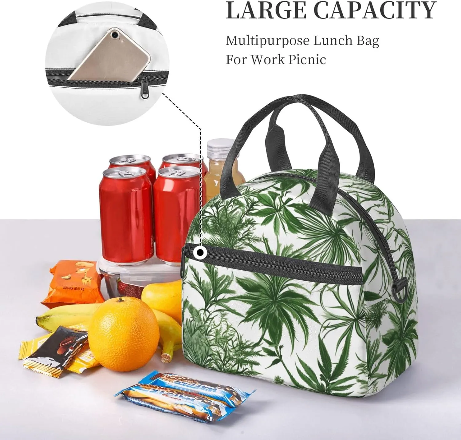 Flowering Herbs And Herbaceous Plants Insulated Lunch Tote Bag Lunch Box For Women Men, Reusable Good For Daily Work Outings