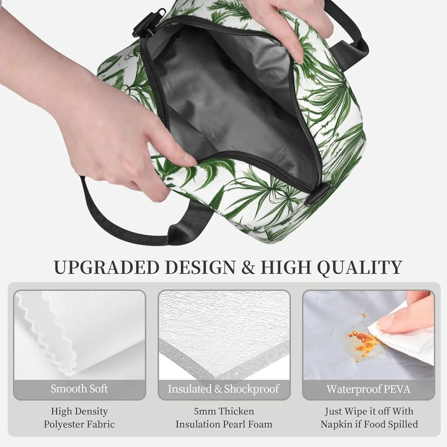 Flowering Herbs And Herbaceous Plants Insulated Lunch Tote Bag Lunch Box For Women Men, Reusable Good For Daily Work Outings