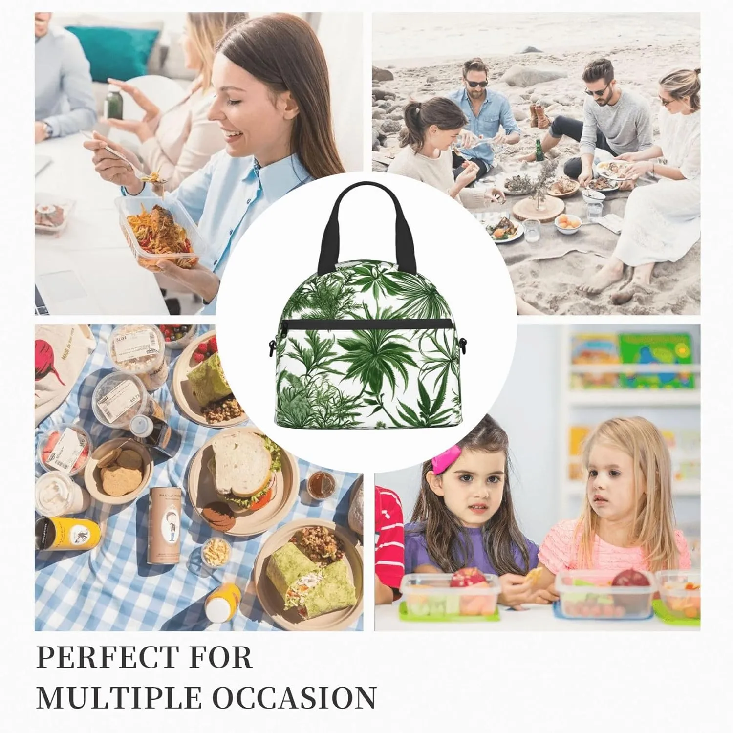 Flowering Herbs And Herbaceous Plants Insulated Lunch Tote Bag Lunch Box For Women Men, Reusable Good For Daily Work Outings